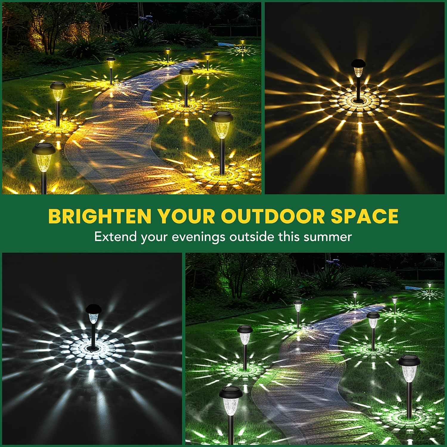 GIGALUMI Solar Lights Outdoor Waterproof Pathway Lights, 12 Pack Cold White | Solar Powered Landscape Lighting, Solar Garden Light for Decor, Patio, Garden, Yard, Pathways, Walkways