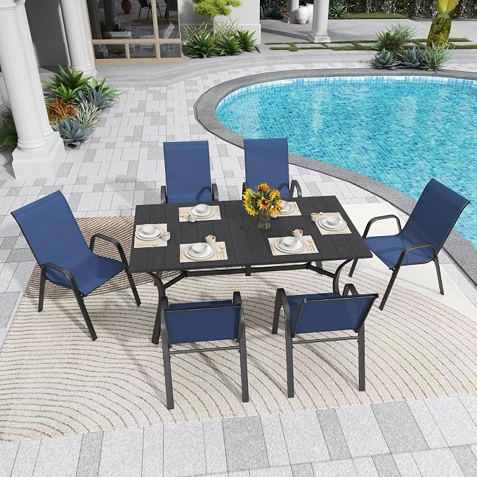 Patio Chairs Set of 8, Stackable Outdoor Dining Chairs - Image 4