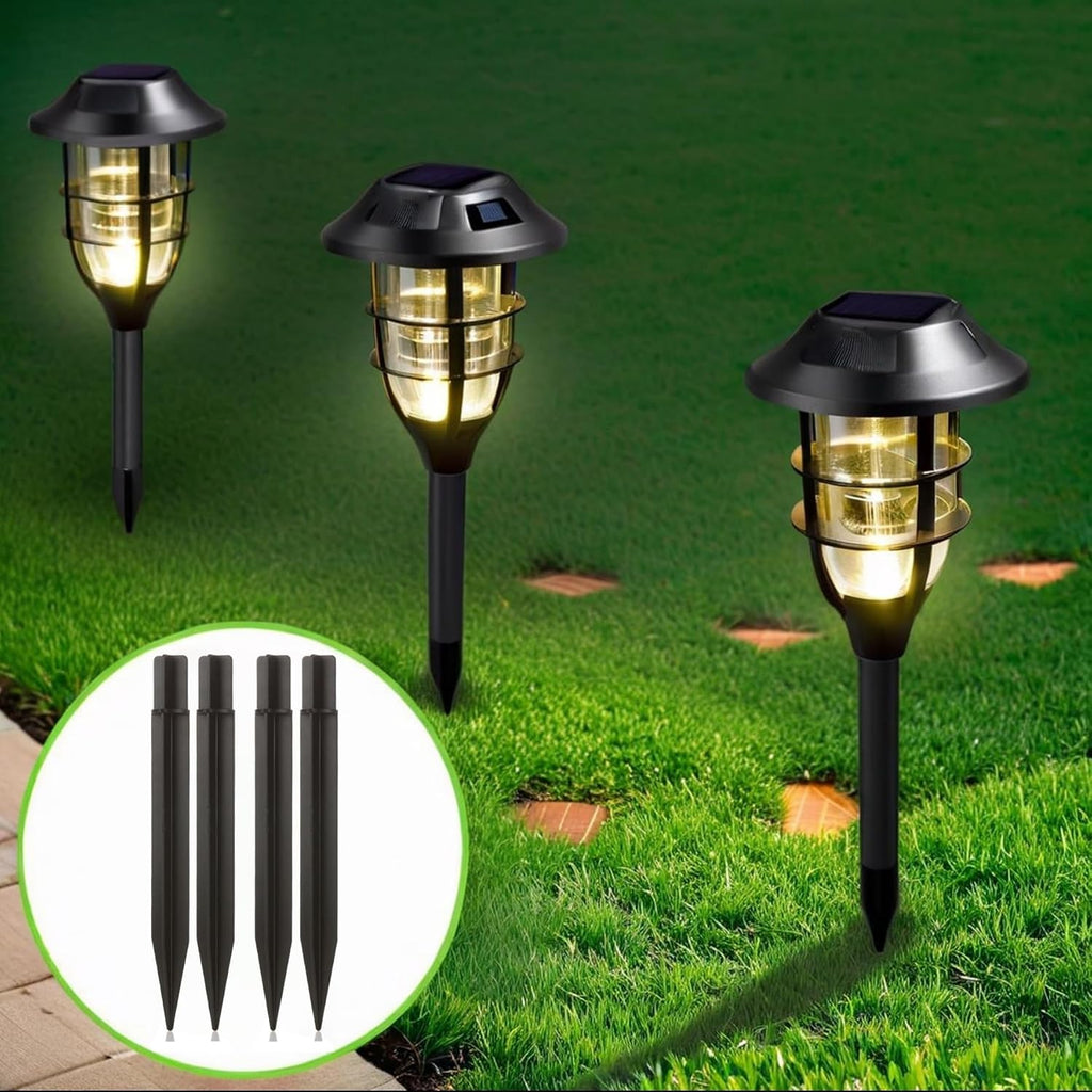 Must Measure First! Fits ONLY 0.83" Inner Diameter Solar Ground Spikes - 8.25" ABS Replacement Stakes for Garden Pathway Lights (Black-5PACK)