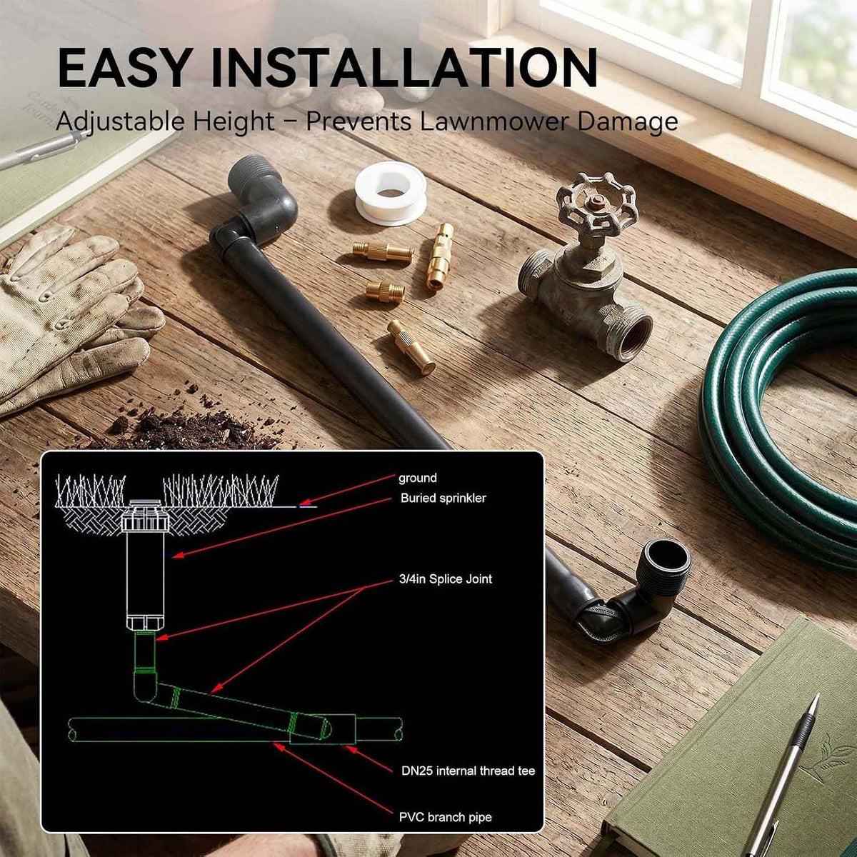 Irrigation Flexible Swing Pipe, 5PCS G3/4 Thread Pipe Joint Rotatable Irrigation Swing Joints Automatic Swing Sprinkler Irrigation Accessories for Garden Sprinkler System