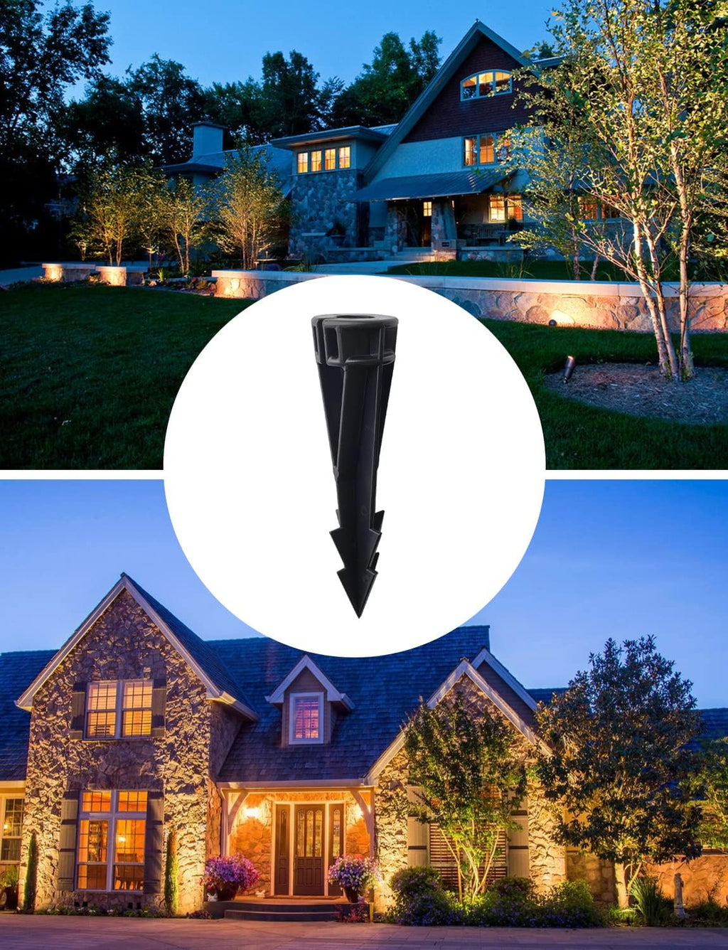 COLOER Landscape Lights 8 Inch In-Ground Stake Spikes Replacement 1/2" NPS Thread with Side Wire Way Medium Size, Heavy Duty Universal Slot Large Ground Post for Outdoor Garden Lights(2 Pack) | 8 Inch Large In-Ground Stake, Universal Slot Stake, Ideal ...