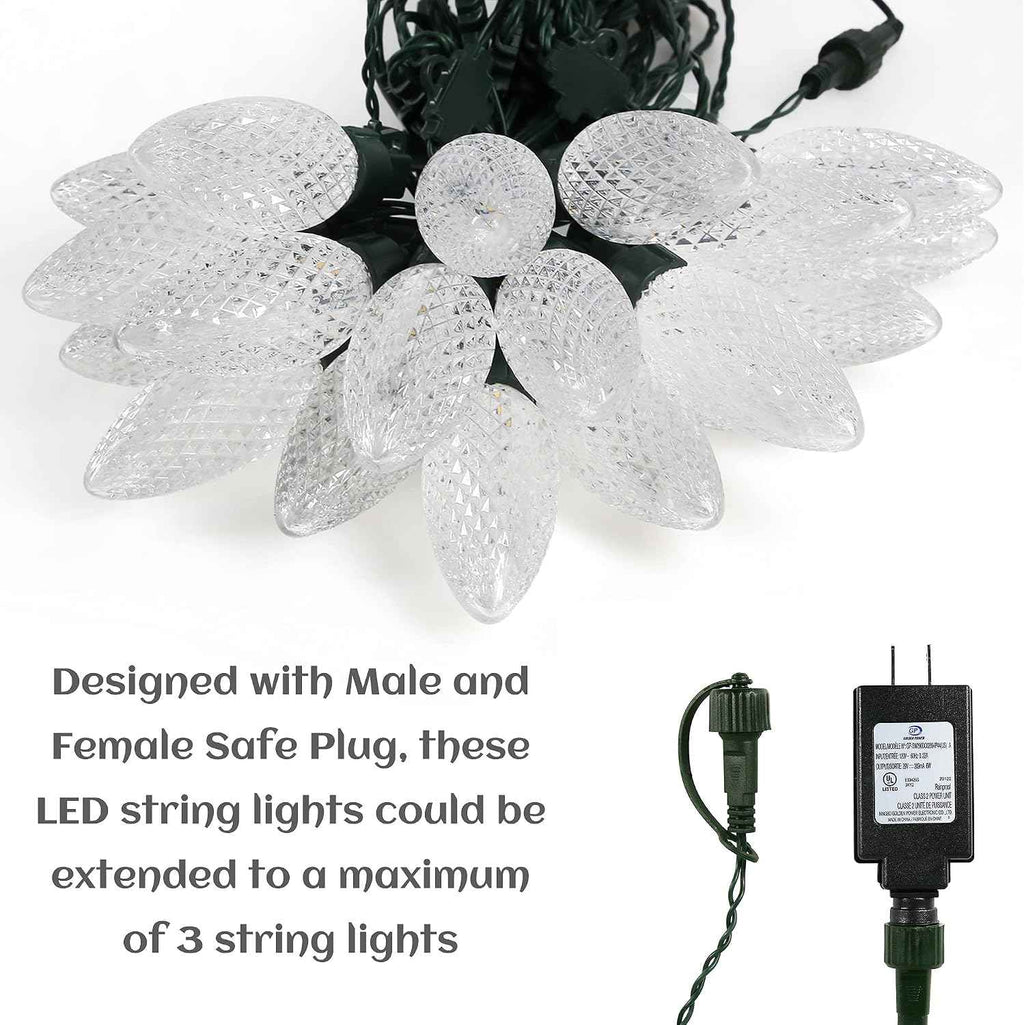 AWQ 35FT Outdoor Christmas String Lights 3.9in Large Pine Cone Multicolour | Christmas Lights Shatterproof & Waterproof Commercial Grade String Lights for Wedding Party Outdoor Christmas Decoration
