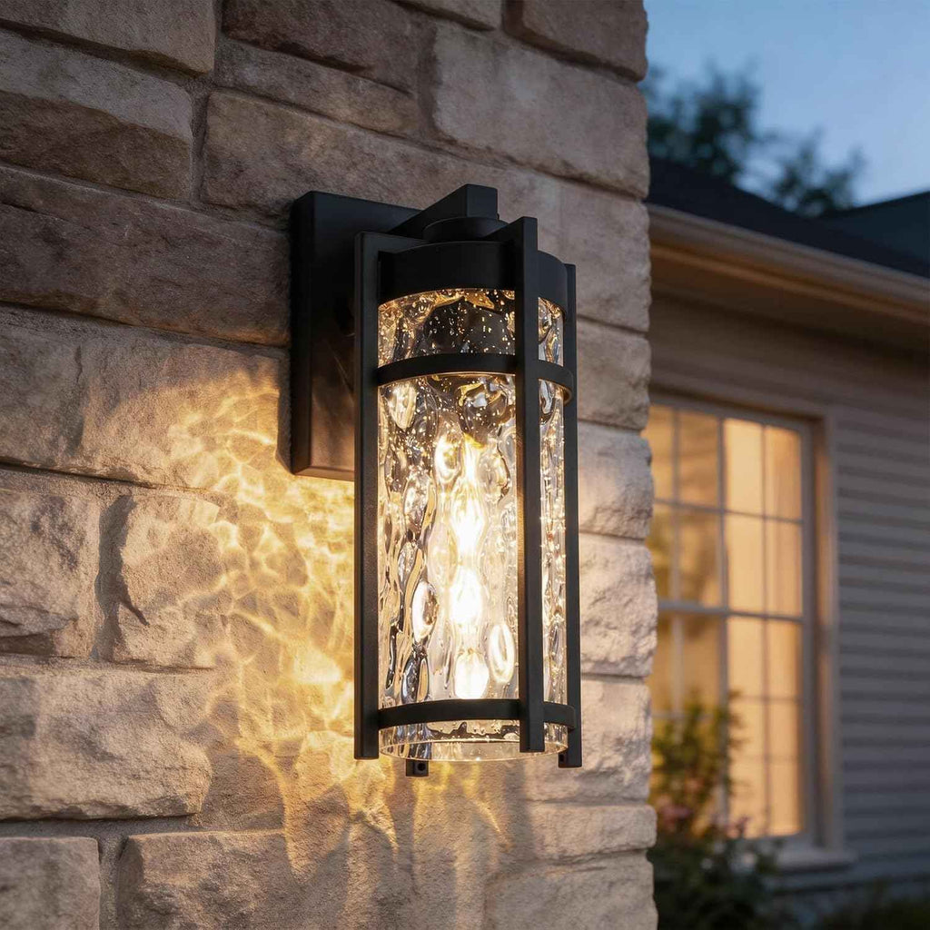 Outdoor Wall Light Fixtures, Waterproof Front Porch Light, Modern Exterior Lighting with E26 Socket, Wall Sconce Lantern Lamp, Black Outside Light for Front Door, House, Garage, Patio (1 Pack)