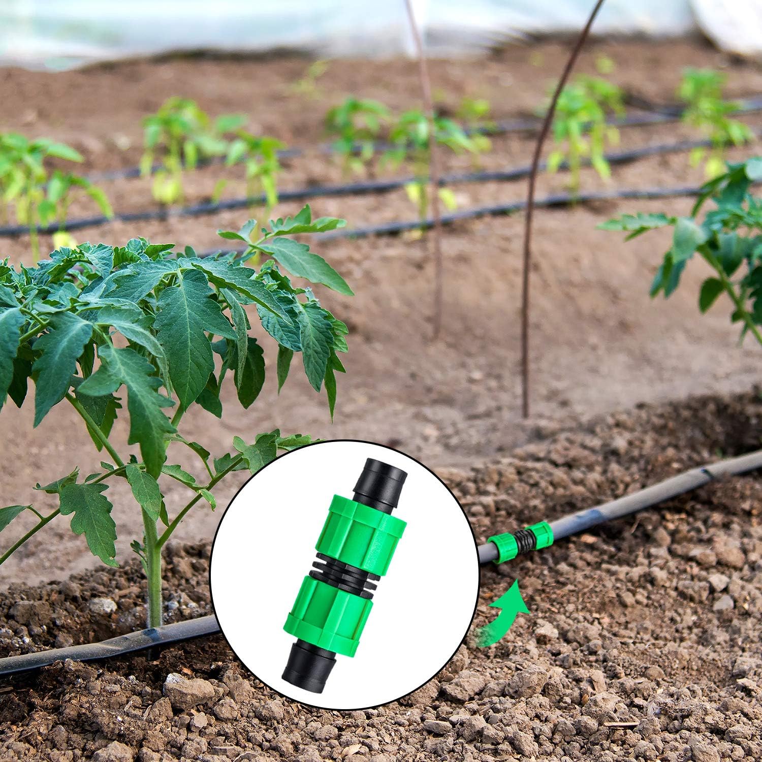 Hotop 12 Pieces 5/8 Drip Irrigation Coupling | Universal Drip Line Coupler Fittings, Works for 16-17mm Tubing or Sprinkler Systems, Durable Garden Watering Connector