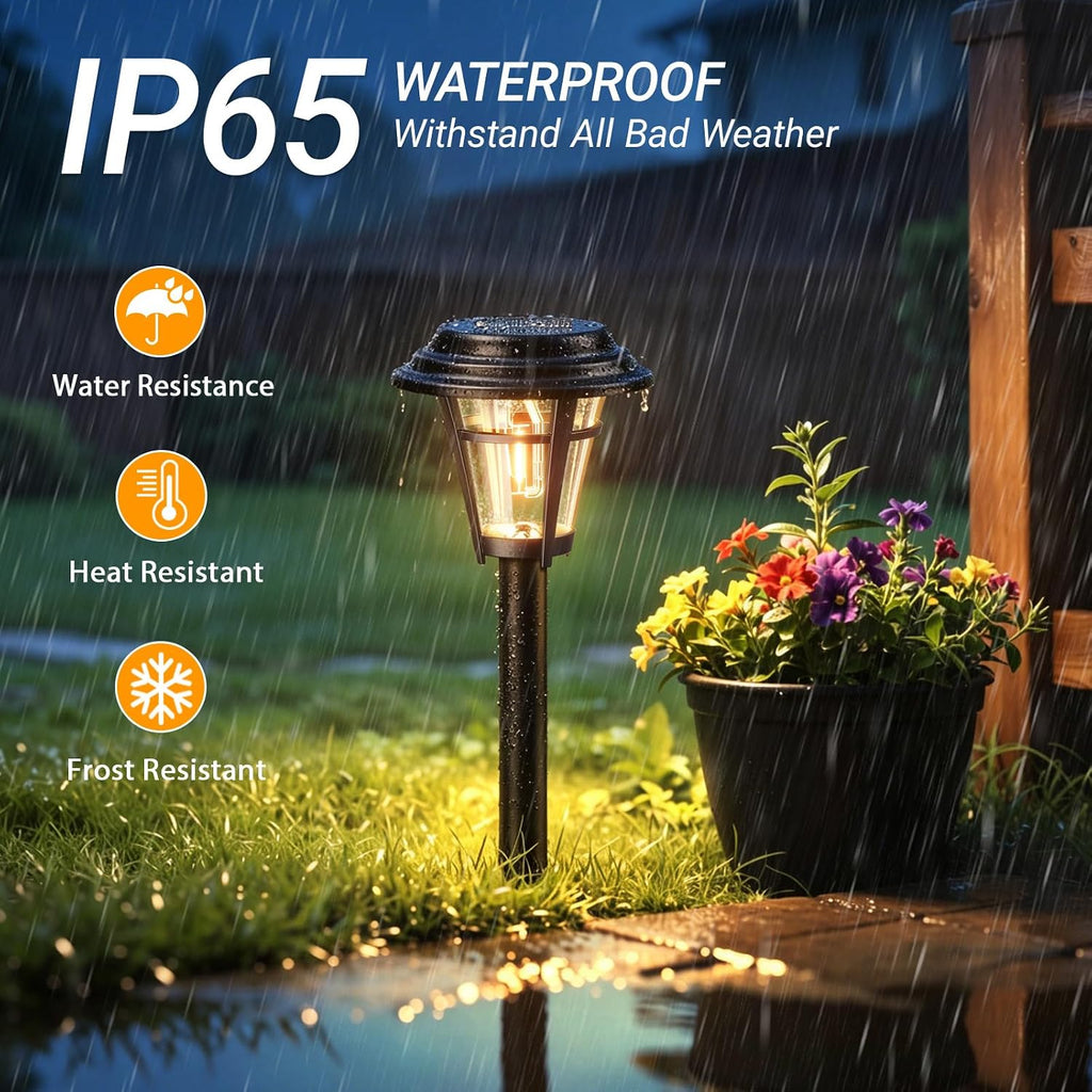 LETMY Solar Pathway Lights Outdoor, 4 Pack Solar Garden Lights Outdoor Waterproof, Auto On/Off Solar Powered Landscape Path Lights, Outdoor Solar Lights for Yard Lawn Patio Walkway Driveway