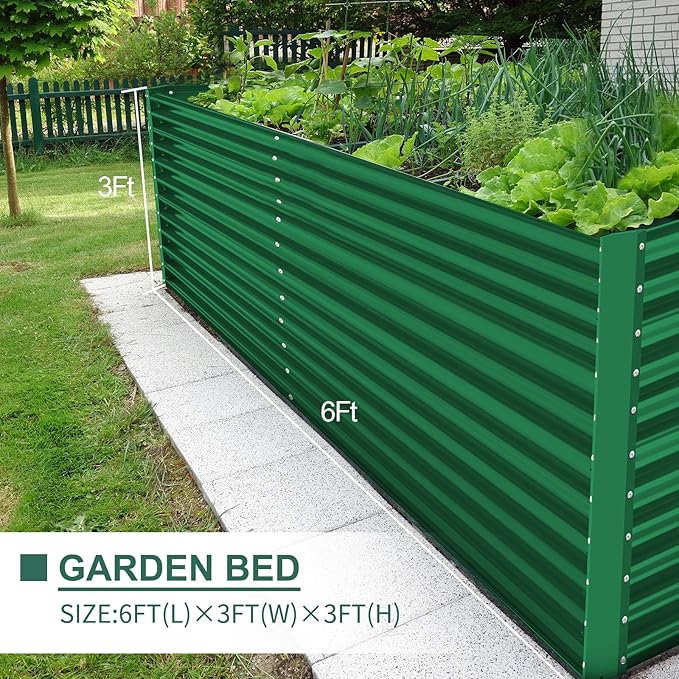 Land Guard 6x3x3ft Rectangular Galvanized Raised Garden Beds, Large-Capacity - Image 3