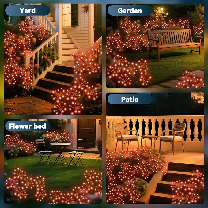 Solar Garden Lights 2 Pack Waterproof Swaying Starburst Light Solar Outdoor - Image 6