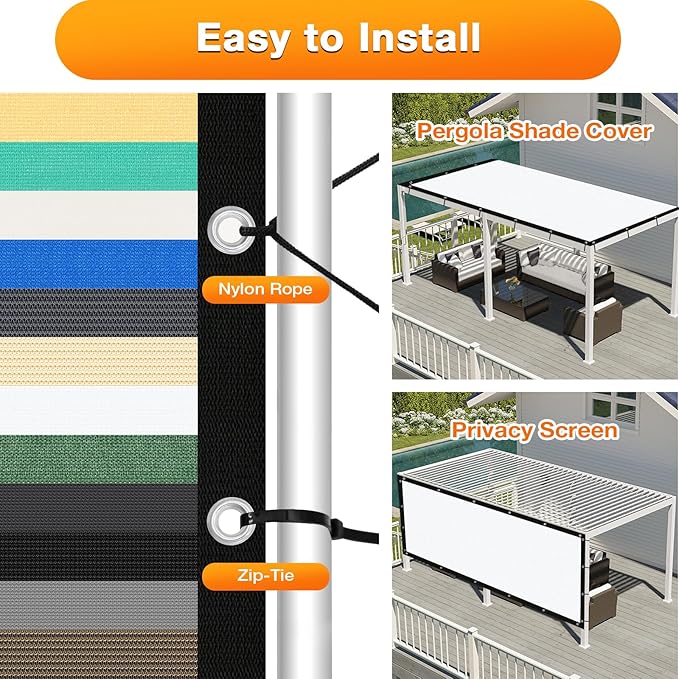 Artpuch Outdoor Pergola Shade Cover 10' X 20' Sun Shade Cloth - Image 5