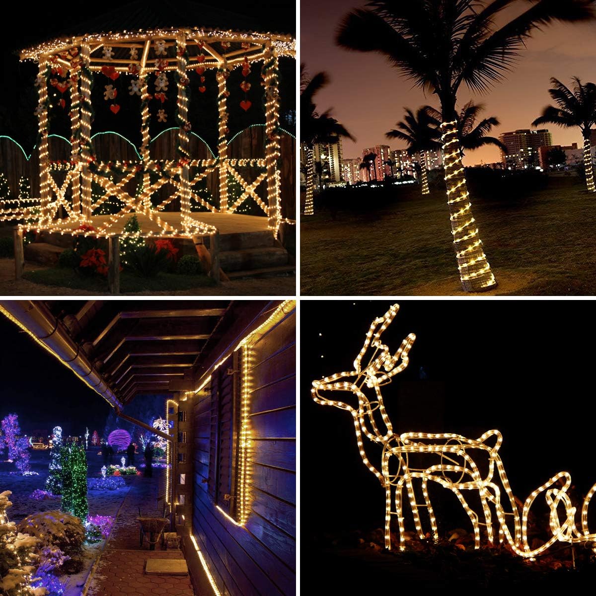 Lighting EVER 33ft 240 LED Rope Lights Outdoor Waterproof, 2700K Warm White | 24V Low Voltage, Linkable Connect up to 3 Sets, Classic 3/8" Clear Tube, Plug in Outside Lights for patio deck, Not Cuttable