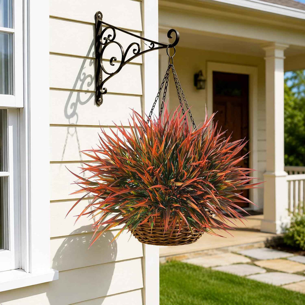 HyeFlora 12 Bundles Artificial Plants Outdoor Fake Greenery Plastic Grass Stems, UV Resistant Faux Plants for Outside Planters Realistic Artificial Bushes for Outdoors Patio Porch Window Garden Decor