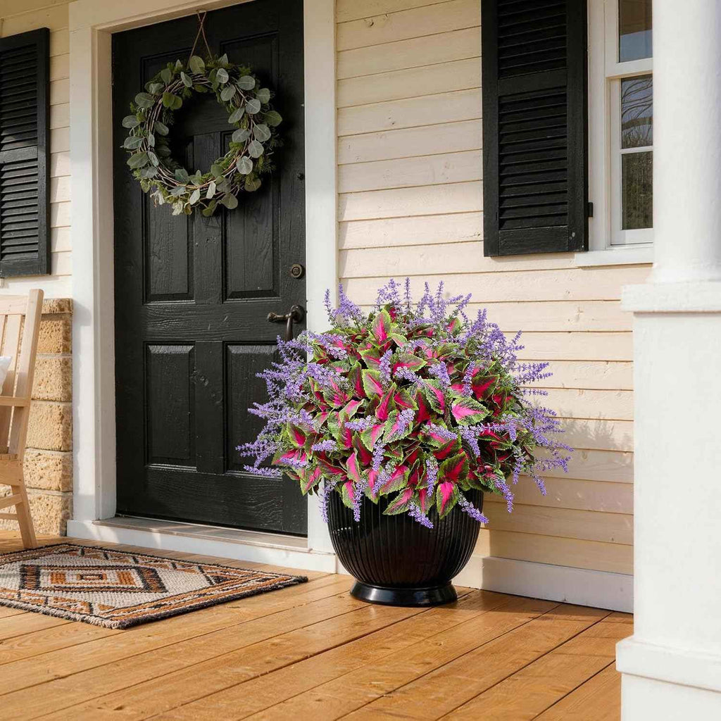 12 Bundles Artificial Coleus Flowers | UV Resistant No Fade Silk Faux Plants | Spring Summer Outdoor Fake Greenery for Garden Patio Planters Front Porch Pathway Decor (Pink)