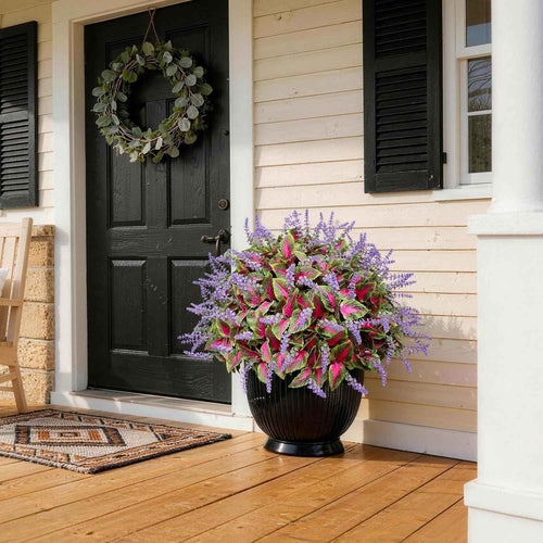 12 Bundles Artificial Coleus Flowers | UV Resistant No Fade Silk Faux Plants | Spring Summer Outdoor Fake Greenery for Garden Patio Planters Front Porch Pathway Decor (Pink)