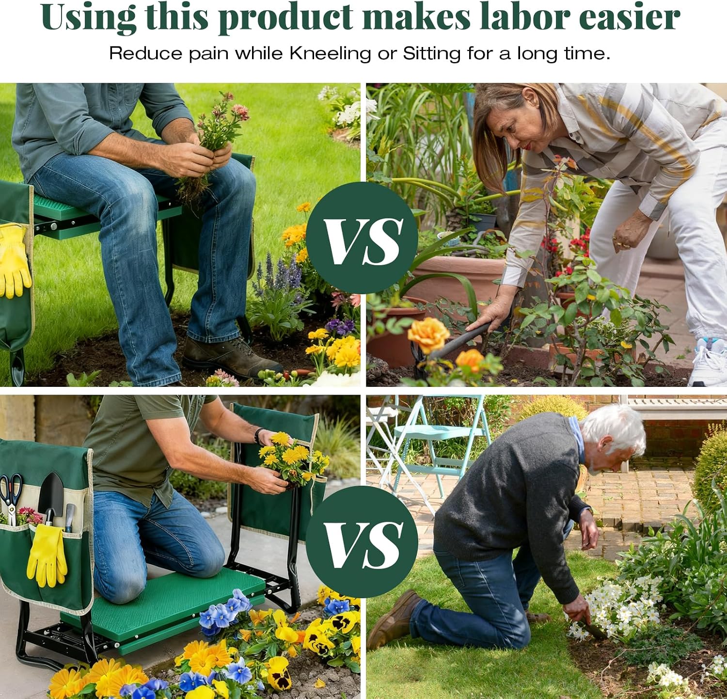RAIN SPIRIT Garden Kneeler and Seat Gifts Foldable Gardening Stool | with Thicken & Widen Soft Kneeling Pad,Garden Kneeler and Seat, Gardening Gifts for Women Mom Men Seniors