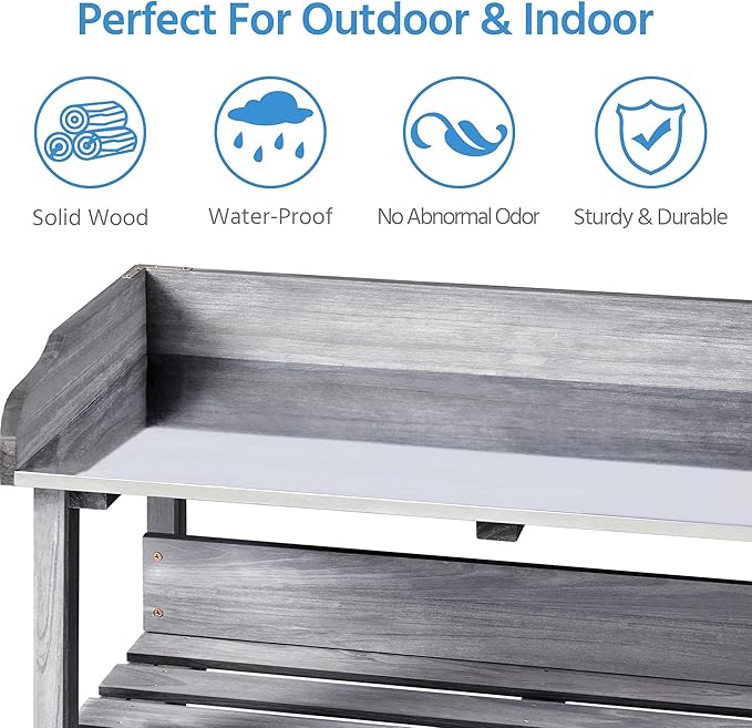 Yaheetech Garden Potting Table Horticulture Potting Bench w/Storage Shelf - Image 7