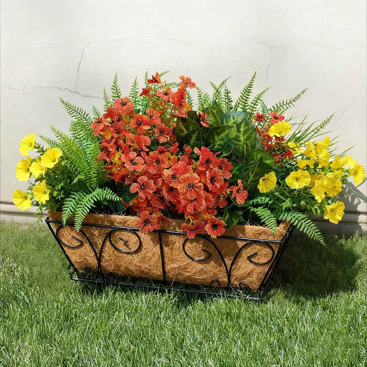 24 Pcs Outdoor Artificial Plants Realistic Artificial Flowers Greenery Stems Faux Plants Bushes for Home Planter Patio Garden Front Porch Yard Decor