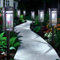 Jyoiat 6 Pack Solar Lights Outdoor, Waterproof Pathway Lights, Cool White | Solar Garden Lights with Auto On/Off for Walkways, Lawns, Paths and Yards; No Wiring Required for Easy Ground Installation