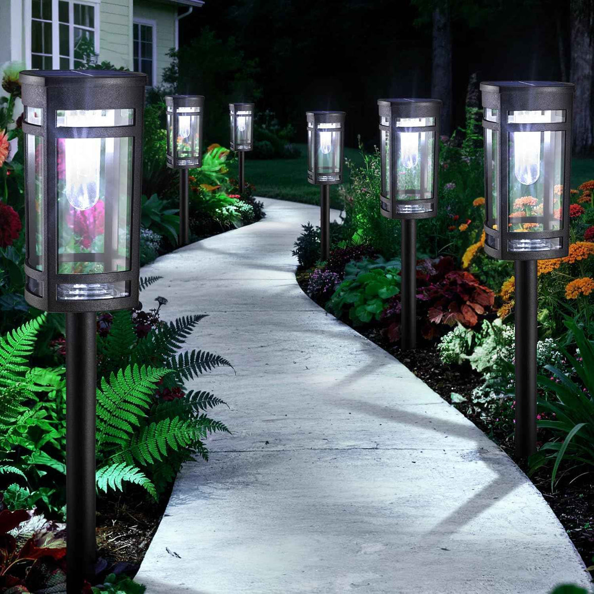 Jyoiat 6 Pack Solar Lights Outdoor, Waterproof Pathway Lights, Cool White | Solar Garden Lights with Auto On/Off for Walkways, Lawns, Paths and Yards; No Wiring Required for Easy Ground Installation