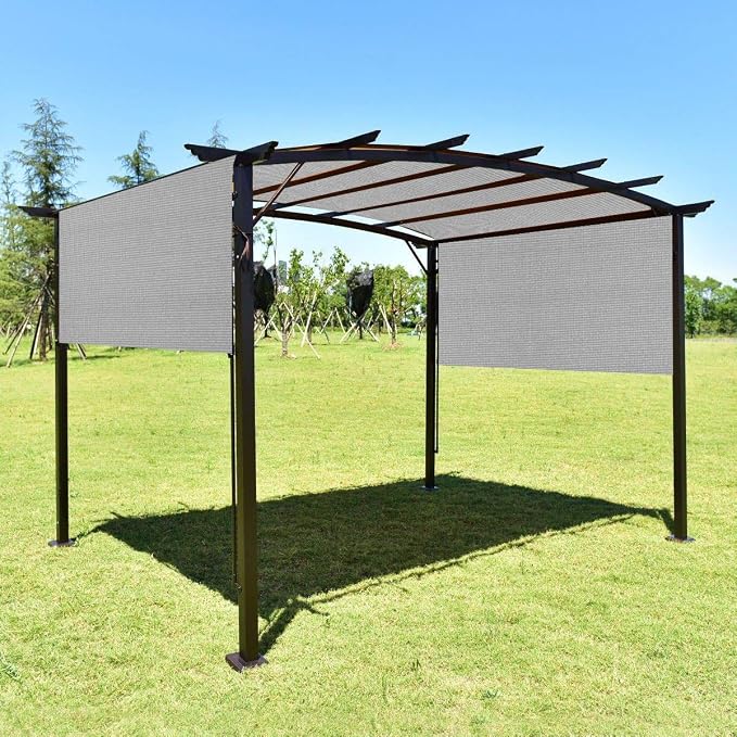 Eden's Decor Straight Flat-Edged Sun Shade Sail Rectangular 7' x 13' Grey - Image 6