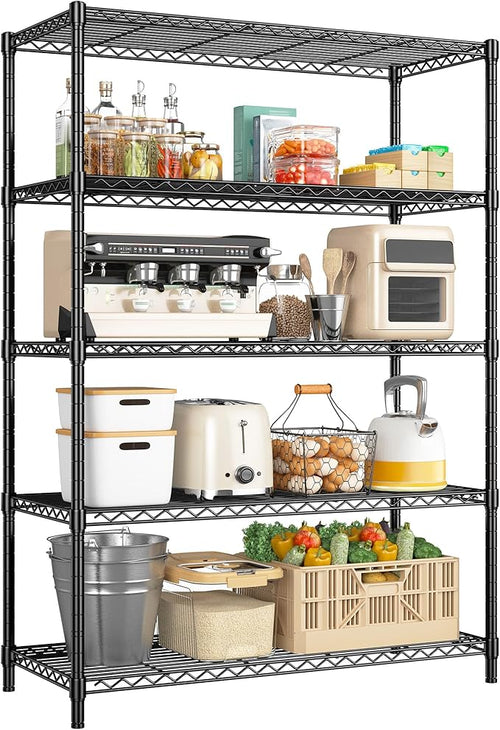 5 Tier Storage Shelves 71"H Wire Shelving Adjustable Metal Shelving, 1000LBS by Romorgniz