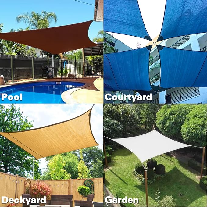 KANAGAWA 7'X10' Dark Gray Custom Size Sun Shade Sail Rectangle UV Block Canopy - Image 7