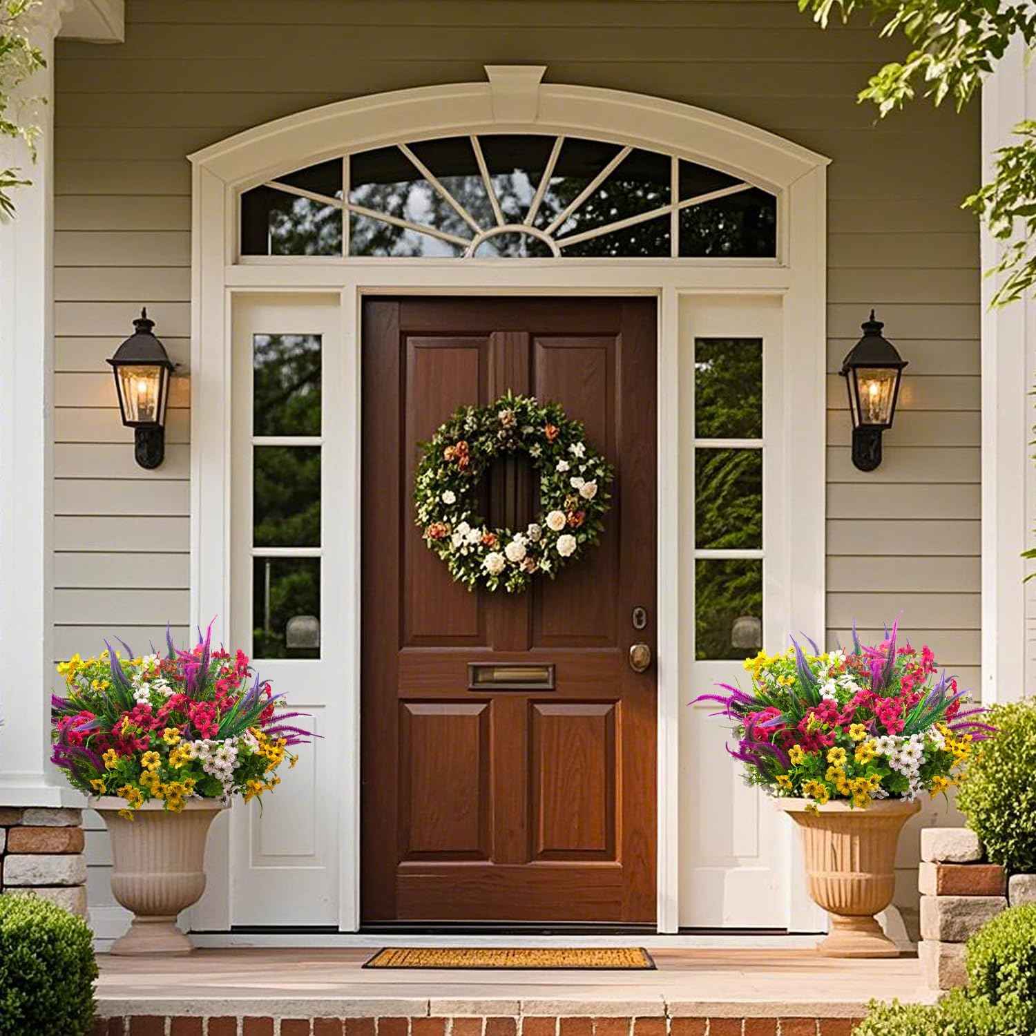 AITISOR 20 Packs Artificial Flowers Outdoor UV Resistant Fake Plants for Garden Patio Decor - Realistic Greenery for Hanging Planter Porch Window Home Wedding Spring Summer Decor