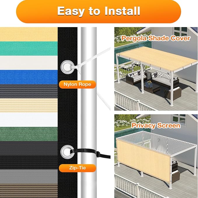 Artpuch Outdoor Pergola Shade Cover 8' X 24' Sun Shade Cloth - Image 5