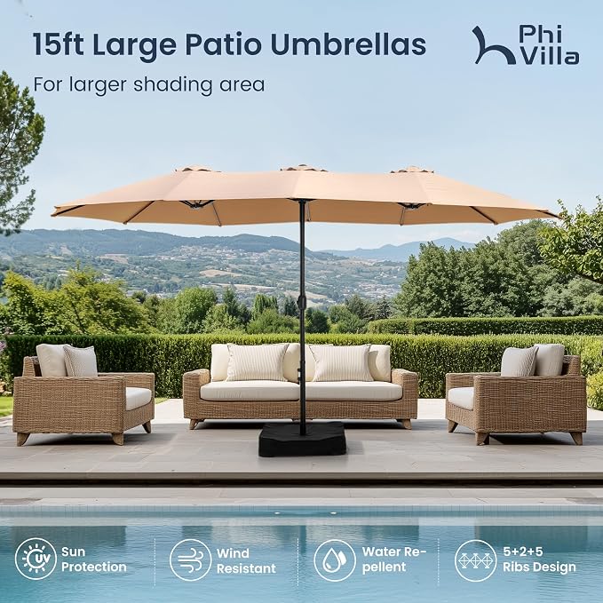 PHI VILLA 15ft Large Patio Umbrellas - Image 2