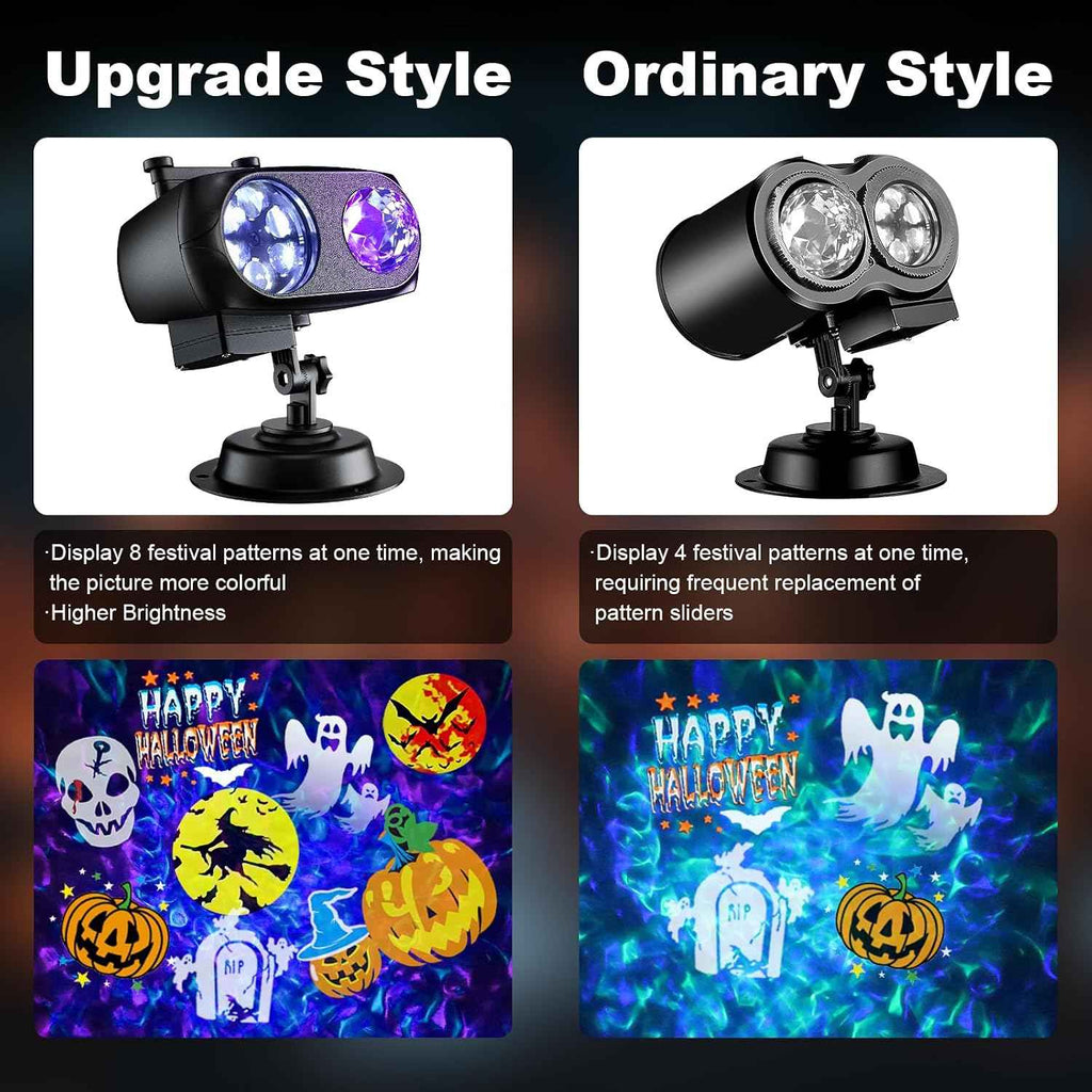 2026 Upgraded Halloween Projector, 8 Patterns (Ocean Wave & Patterns),8 Theme Waterproof Holiday Projector with Remote for Halloween,Christmas,Happy New Year