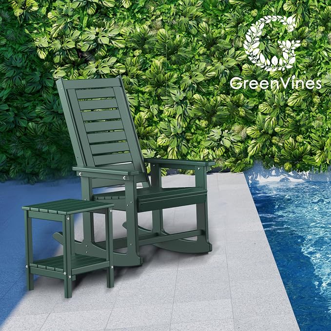 GREENVINES Outdoor Rocking Chairs | Set of 4 | Porch Rocker | HDPE Plastic | - Image 4