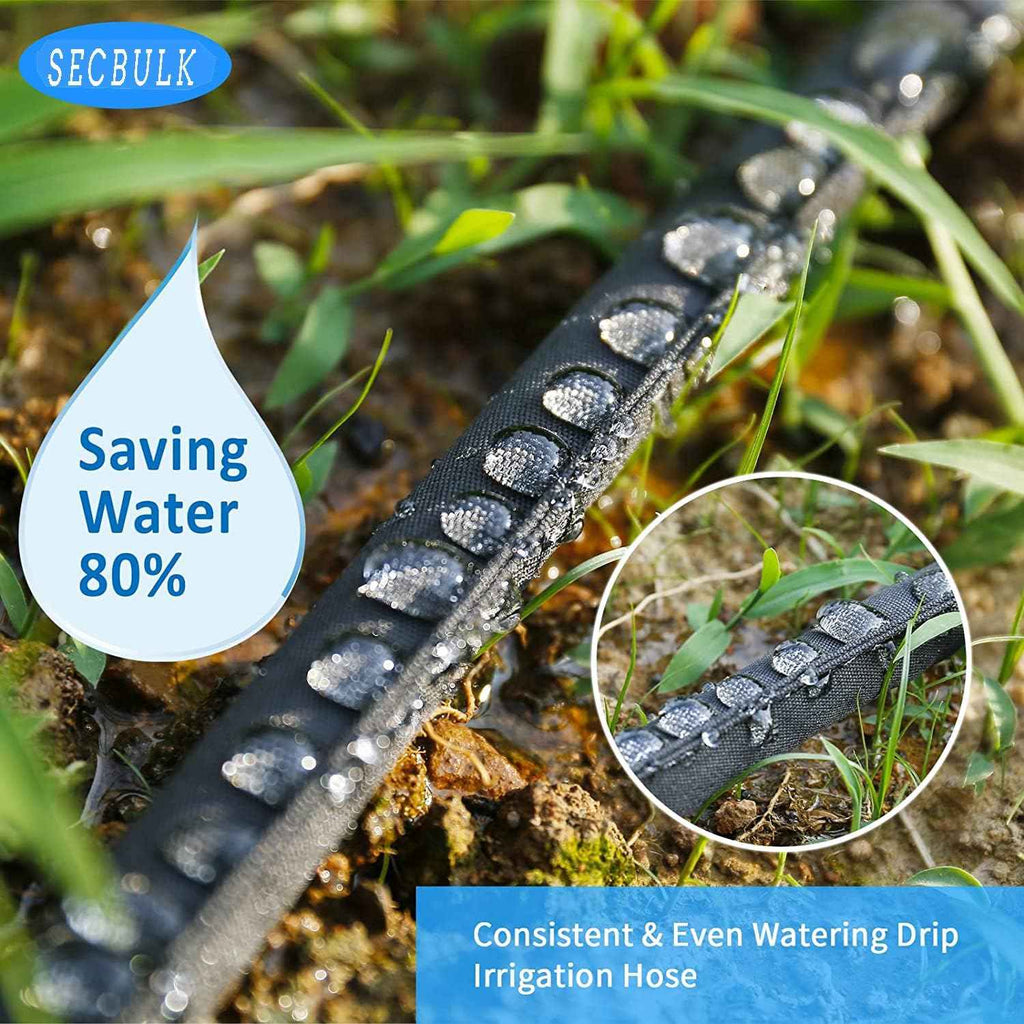 Secbulk 2026 Flat Soaker Hose 100 ft for Garden, 100' (50ft x 2) Linkable Drip Hose Diy Garden Irrigation System Saving 80% Water, Dual-layer Leak-free Design Water Hose with Holes