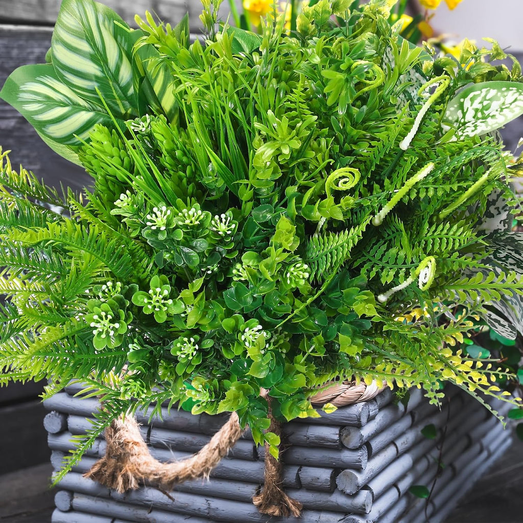Cindeer 24 Pcs Artificial Flowers Plants for Outdoors, UV Resistant Artificial Fake Plastic Faux Flowers Plants Outdoor Indoor for Spring Summer Wedding Decors
