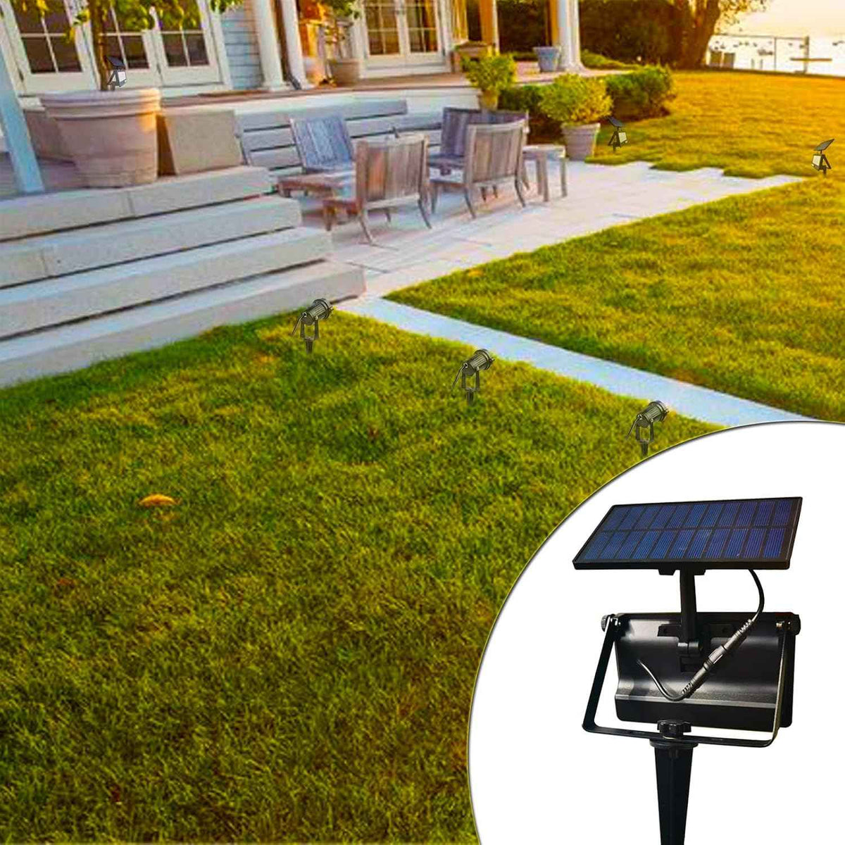 Replacement Stakes for Flood Lights,6.3in Aluminum Metal Ground Stake with Tool-Free Star Knobs Handle Thread Screw M5 for Outdoor Solar Spot Lights Garden Yard Path Walkway Lawn(6Pack)