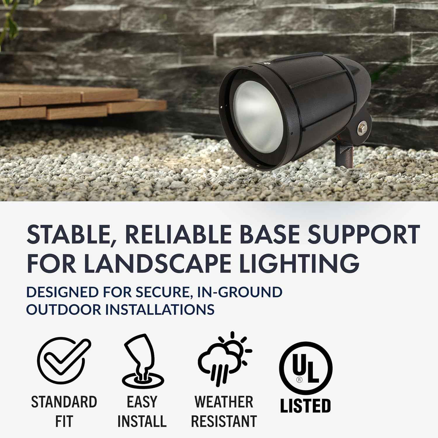 17" Outdoor Landscape Lighting Mounting Post – Heavy Duty ABS Ground Stake with Stabilizing Wings & 1/2" NPT Threaded Cap for Flood Lights, Spotlights & Outdoor Fixtures, MPOST17