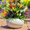 24 Bundles Artificial Plants Flowers Outdoor, UV Resistant,Mix 6 Colors | Faux Plants with Monkey Grass, Realistic Plastic Flowers for Garden Porch Window Box Patio Hanging Planter Decor