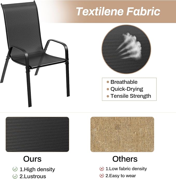 TLSUNNY Patio Chairs, Stackable Textilene Outdoor Dining Furniture - Image 6