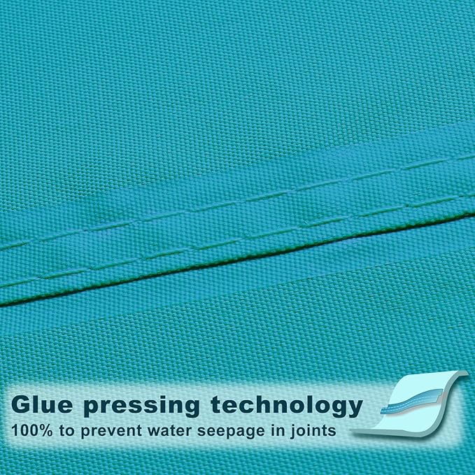SUNNY GUARD Waterproof Sun Shade Sail 6' x 12' Turquoise Blue Rectangle UV - Image 3