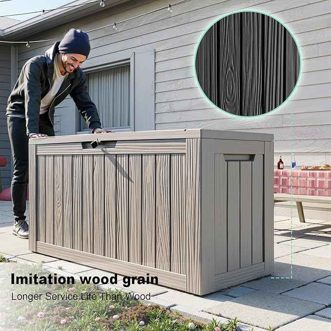DRATO 80 Gallon Large Deck Box, Outdoor Storage Box