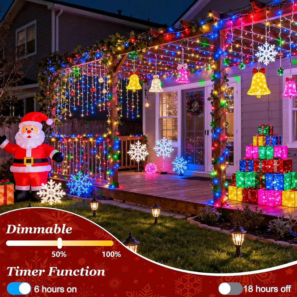 Christmas String Lights Outdoor Green Wire 470FT 1500 LED Multicolor | Dimmable, 12 Light Styles, Memory Timer, Waterproof, 29V Safe Low Voltage, Diamond-Faceted LED, Energy Efficiency