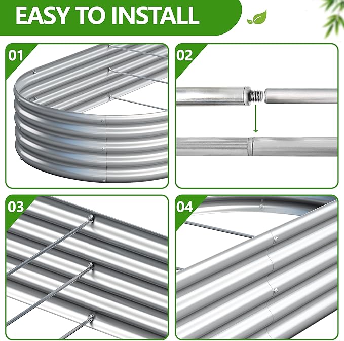 2PCS 8x4x1ft Galvanized Metal Raised Garden Bed Kit, Outdoor Planter Box - Image 5
