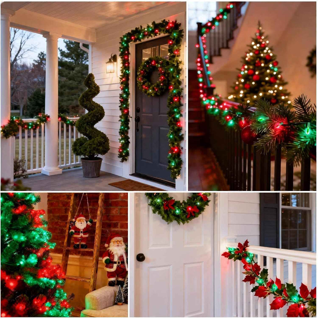 Green and Red Christmas Lights,23.3FT-70 Lights LED String Lights Commercial Grade Waterproof for Holiday Decoration, Christmas Decorations