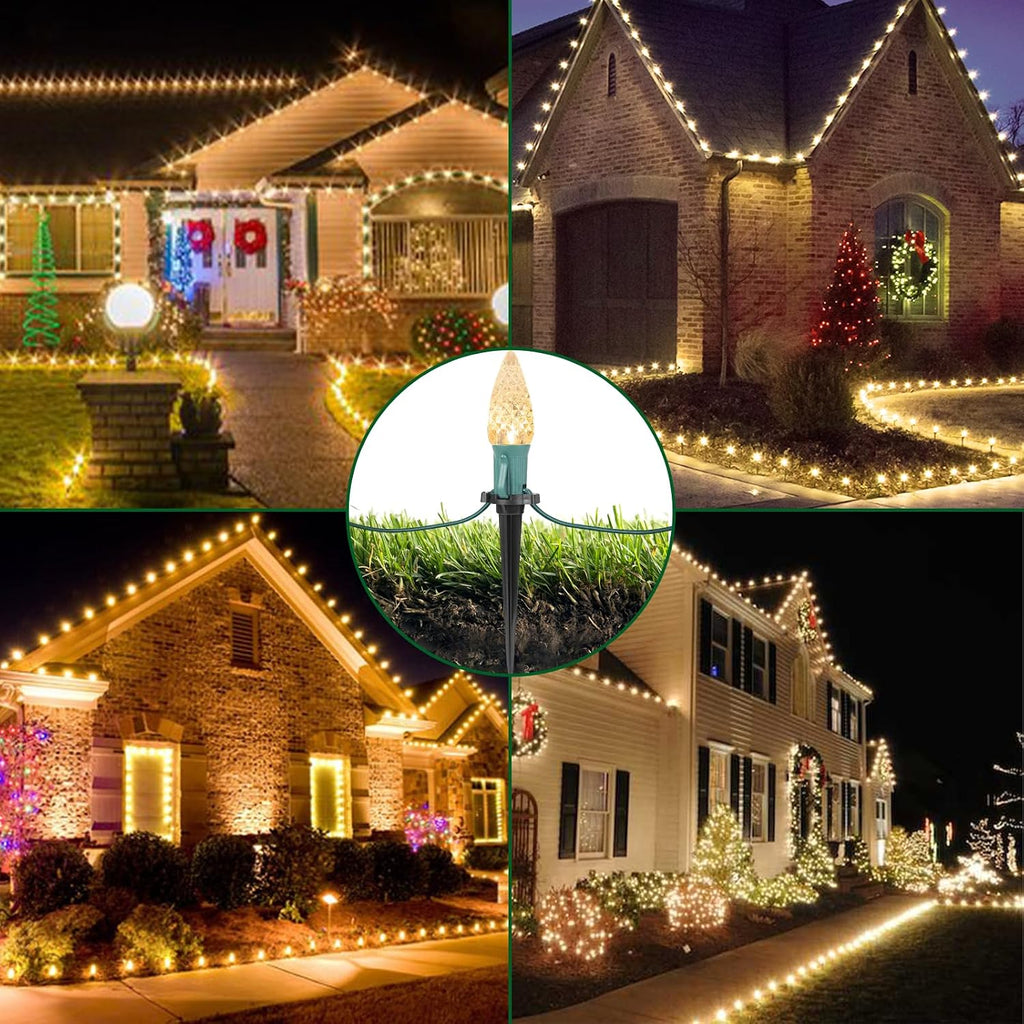 Plastic Light Stakes 50Pack, 4.5 Inch Christmas Yard Stakes for C7 C9 Christmas Lights Outdoor, Universal Christmas Light Stakes for Outdoor Holiday Lights on Pathway, Lawn, Driveway, Garden