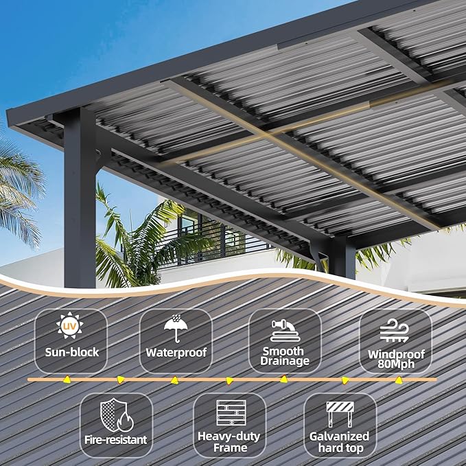 AECOJOY 14' x 10' Outdoor Hardtop Gazebo Pergola - Image 2