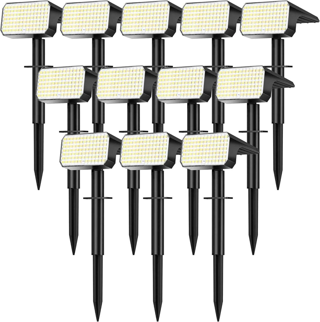 LANSOW 12 Pack Solar Spot Lights Outdoor Waterproof IP65, (90 LED/4 Modes) Solar Landscape Spotlights, 2-in-1 Solar Powered Flood Lights for Yard Garden Pathway Outside Tree, Auto ON/Off(Cool White)