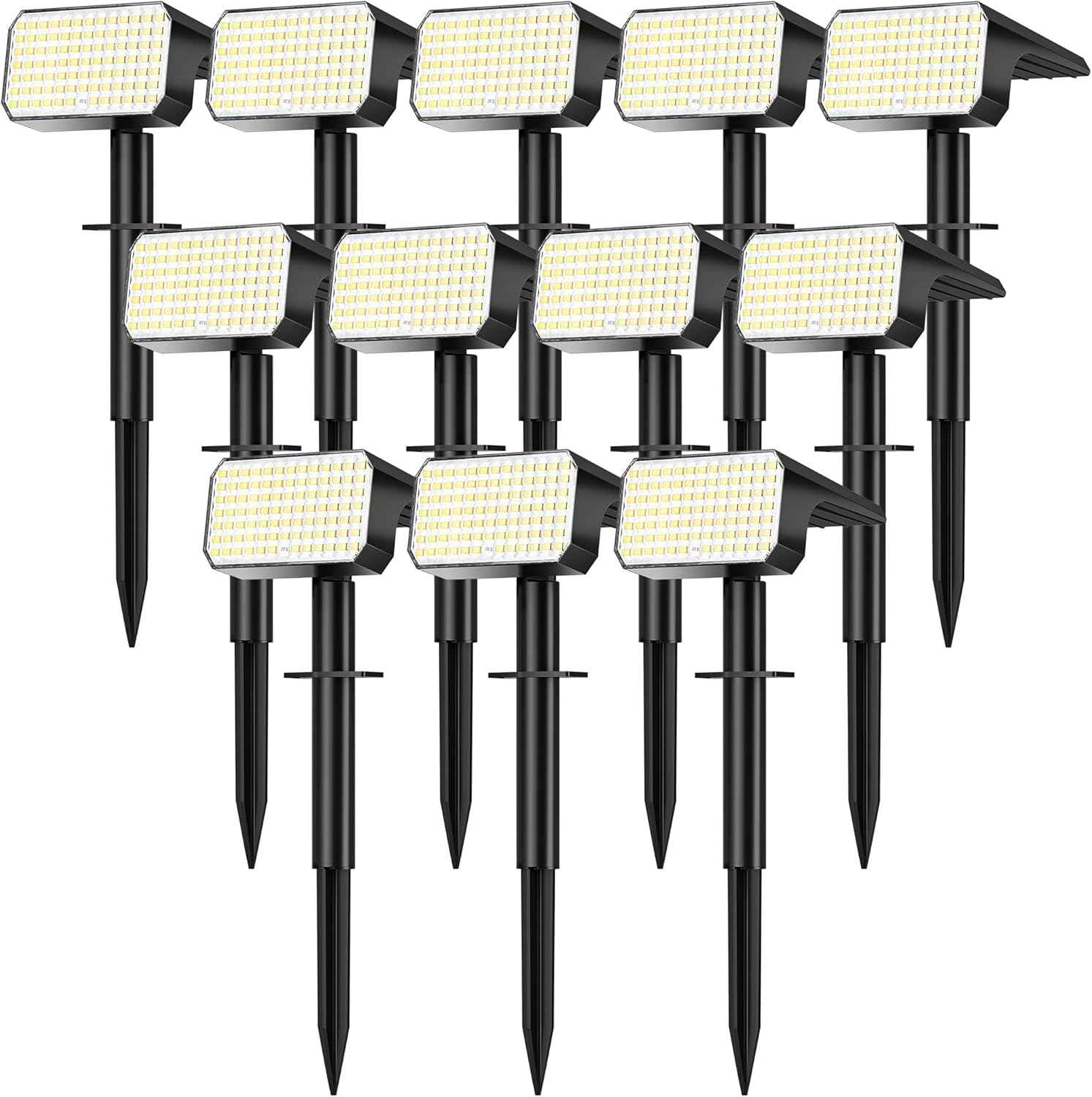 LANSOW 12 Pack Solar Spot Lights Outdoor Waterproof IP65, (90 LED/4 Modes) Solar Landscape Spotlights, 2-in-1 Solar Powered Flood Lights for Yard Garden Pathway Outside Tree, Auto ON/Off(Cool White)