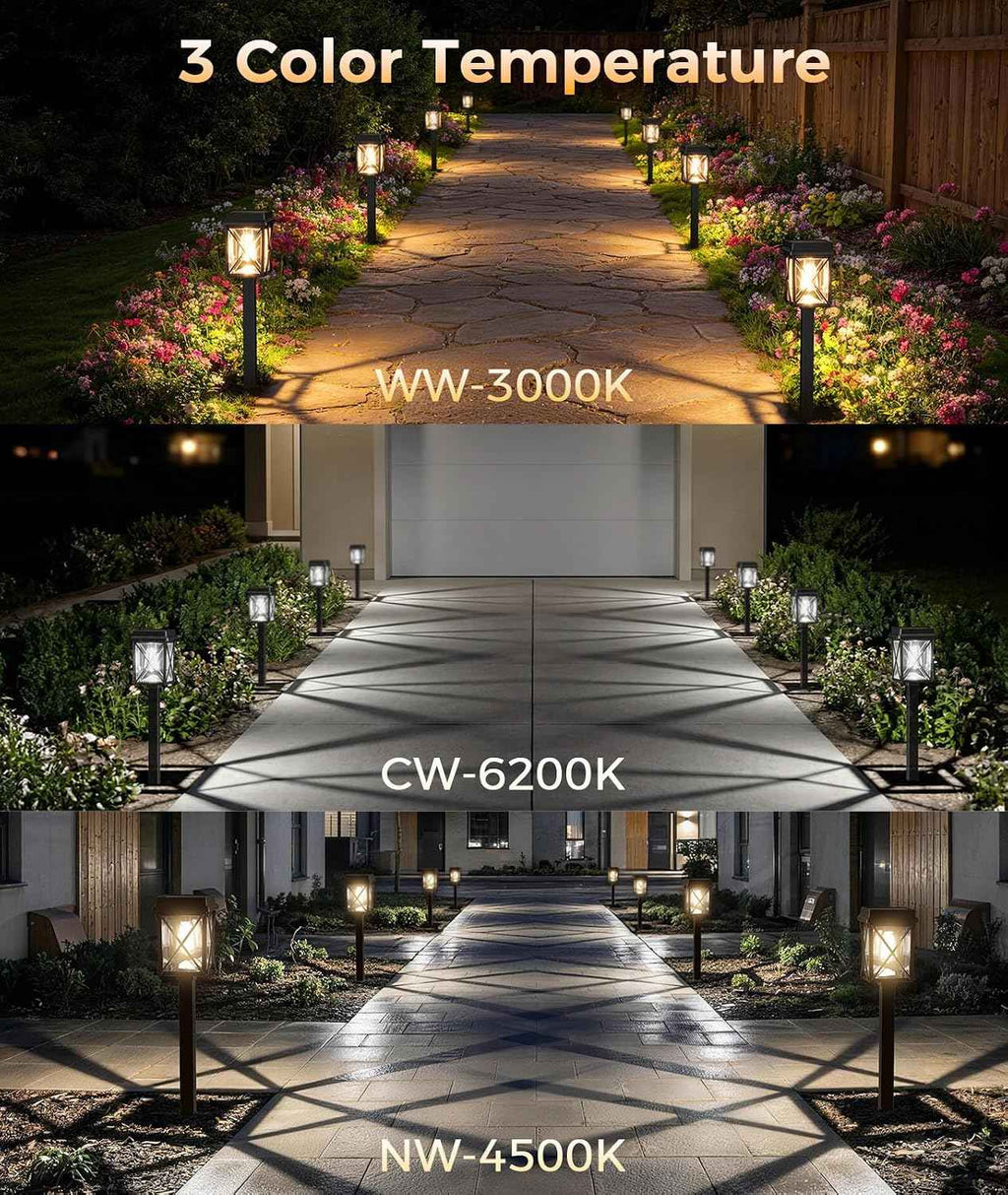 XMCOSY+ Solar Pathway Lights Outdoor, 6 Pack Bright Solar Garden Lights | 3 Color Modes, 20-50LM Custom Brightness, 15H Landscape Lighting, Solar Lights Outdoor Waterproof IP65 for Yard Path Walkway