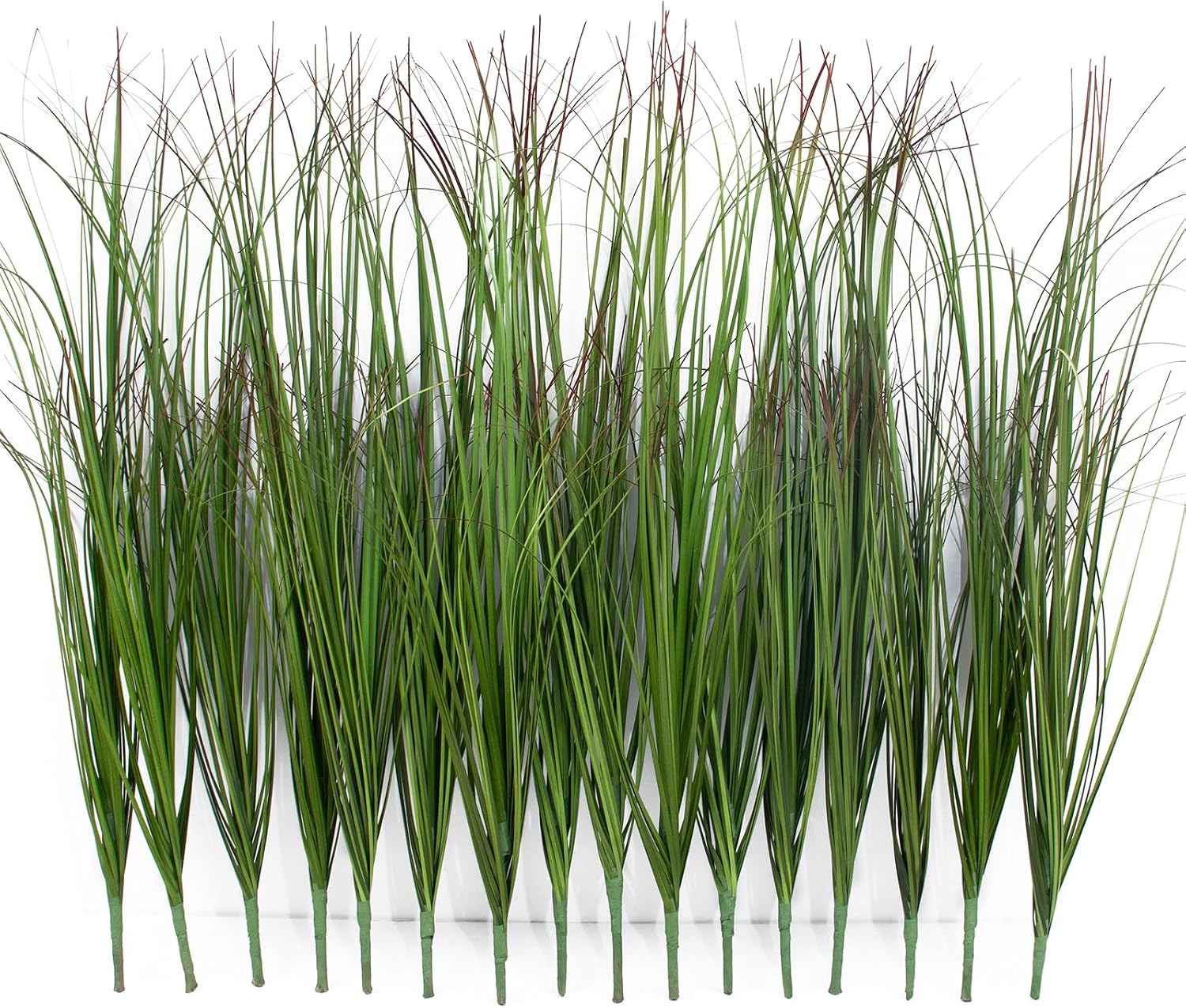 16 Bundles Artificial Grass Plants Outdoor Tall Faux Shrubs Greenery Stems Fake Onion Grasses Wheat Grass UV Resistant Faux Bushes Plant for Garden Indoor Office Home Decor（Red-Tipped Green）