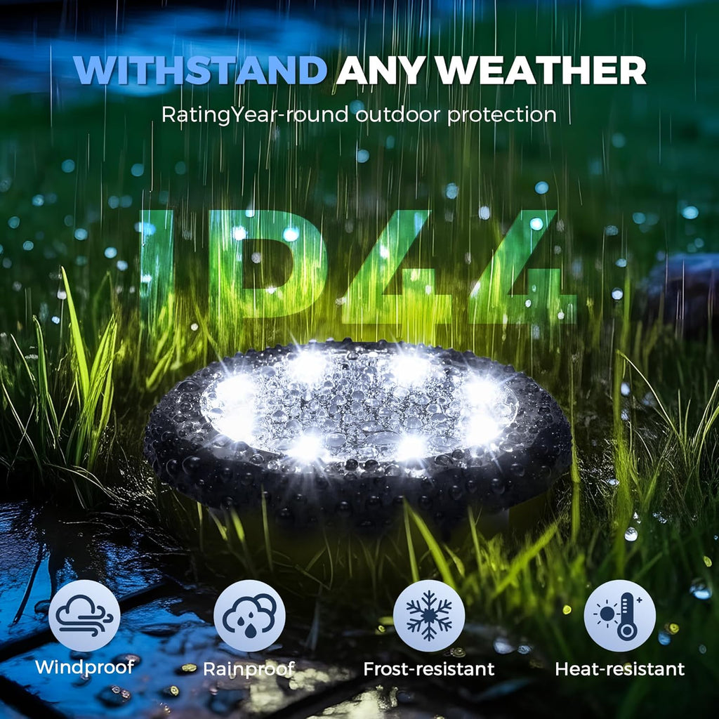 SOLPEX 12 Pack Small Solar Ground Lights, Driveway Lights Cool White | Solar Powered Pathway Lights Waterproof, Landscape Lighting for Walkway, Garden, Backyard, Patio- Black Lampshade
