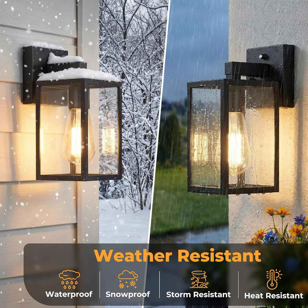 FOLKSMATE 2 Pack Dusk to Dawn Outdoor Wall Light Fixtures, Exterior Porch Light, Waterproof Wall Sconces Lanterns, Sensor Lighting Wall Mount for House Doorway Garage, Black
