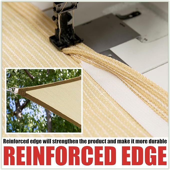Royal Shade 20' x 20' x 20' Beige Triangle Sun Shade Sail Canopy Outdoor Patio - Image 4