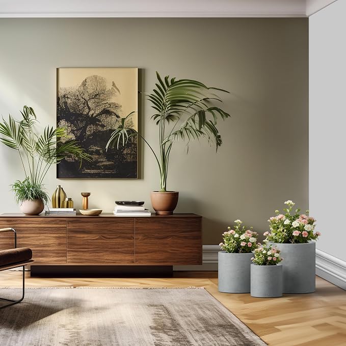 Kante 9.8", 15.7" Dia Round Concrete Planter Set of 3, Modern Style Large - Image 4